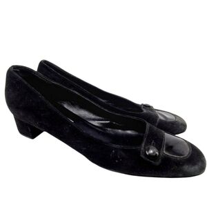 Salvatore Ferragamo | Women's Vintage Black Suede Square Toe Loafers (Size 8C)